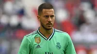 Gelandang Real Madrid, Eden Hazard saat bertanding melawan klub Austria, Red Bull Salzburg pada laga persahabatan di Red Bull Arena, Austria (8/8/2019). Real Madrid menang tipis atas Red Bull Salzburg 1-0. (AFP Photo/Christof Stache)