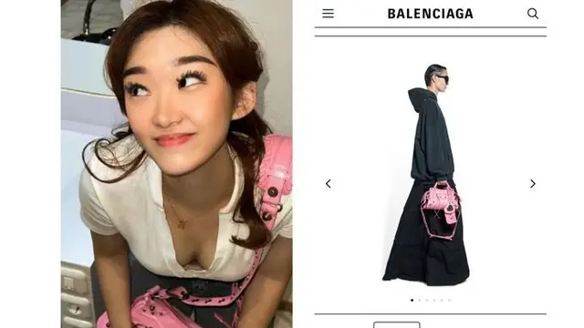 Livy Renata memakai tas Balenciaga