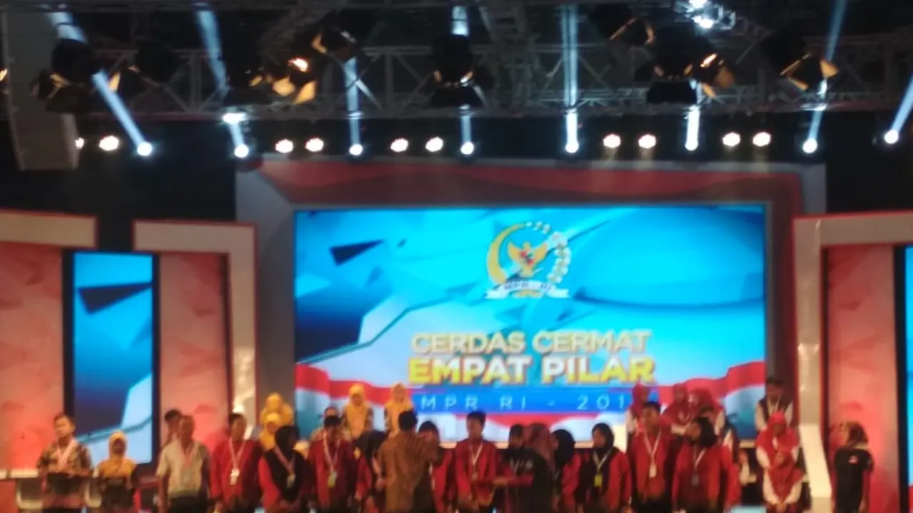 Lomba Cerdas Cermat Empat Pilar MPR RI di Gedung Nusantara IV MPR/DPR RI, Senayan, Jakarta, Minggu (3/11/2019).