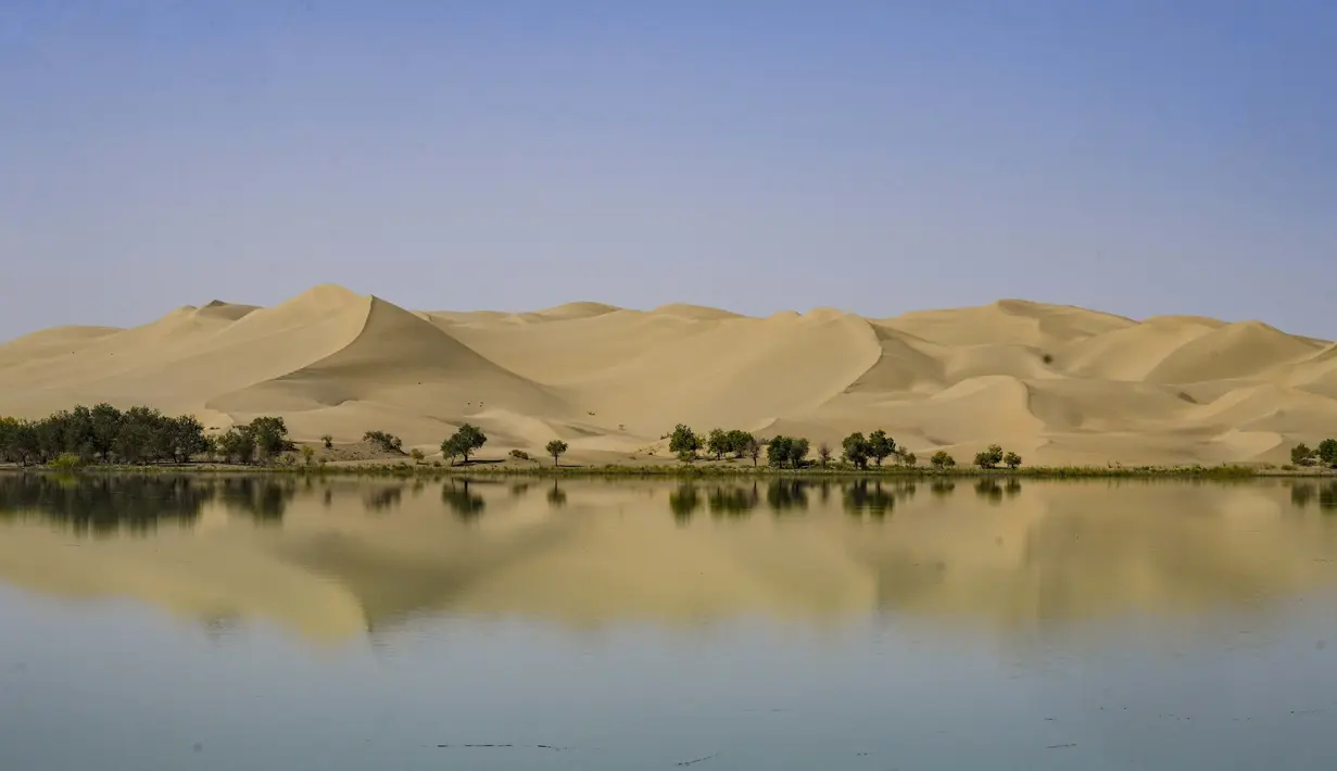 Pemandangan Danau Lop di wilayah Yuli, Daerah Otonom Uighur Xinjiang, China barat laut, 16 September 2020. (Xinhua/Zhao Ge)