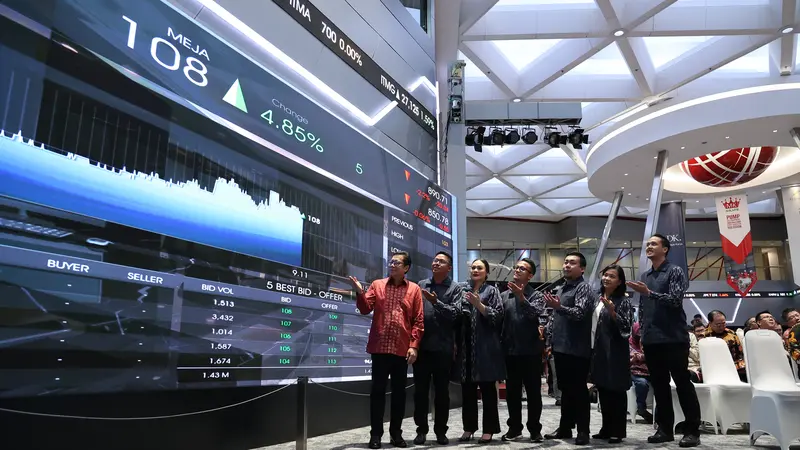 Pencatatan saham perdana PT Harta Djaya Karya Tbk (MEJA) pada perdagangan Senin, (12/2/2024). (Foto: BEI)