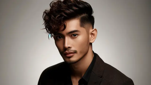 Gaya rambut Faux Hawk with Curls (Foto: Rizka Nur Laily via ChatGPT)