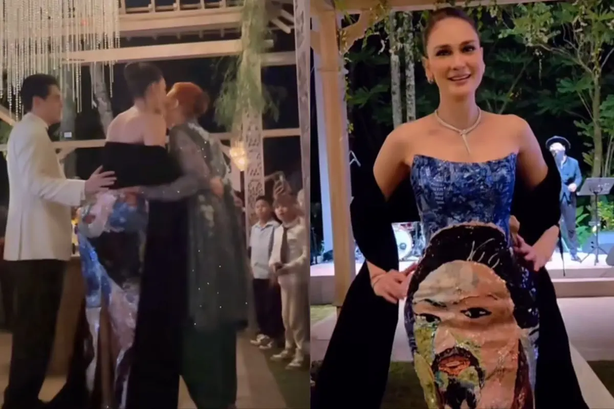 Gaun Unik Luna Maya di After Party, Ada Lukisan Kedua Orangtuanya Dirancang Yefta Gunawan. (Dok: IG @thebridedept)