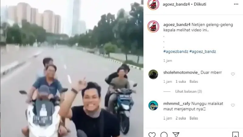 Diimbau Untuk di Rumah Saja Rombongan Pemotor Ini Malah Jalan-Jalan Tidak Pakai Helm (Istagram)