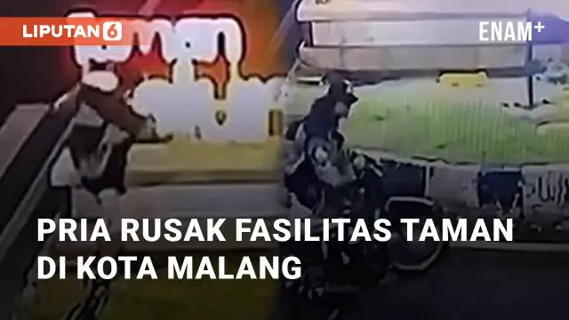 VIDEO: Viral Pria Rusak Fasilitas Taman Di Kota Malang Pada Malam Hari