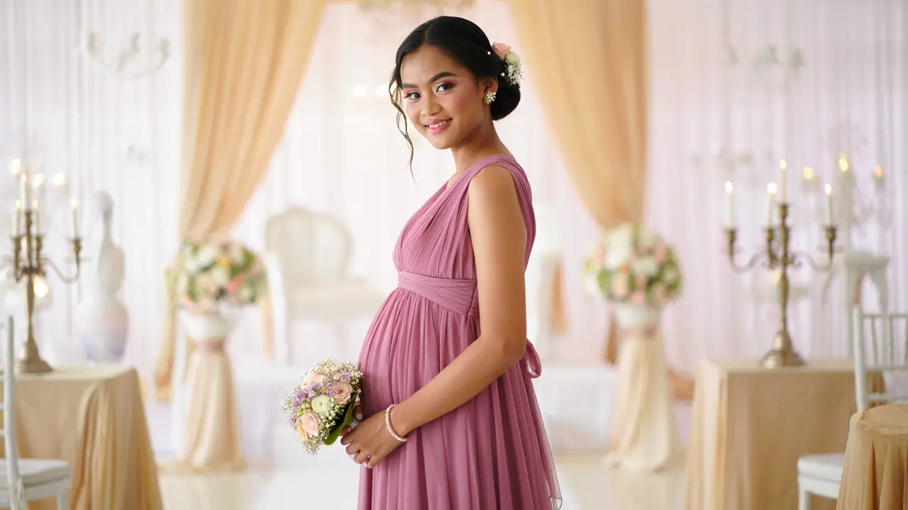 Model baju bridesmaid bumil 2026 (Foto: Reve Art AI)