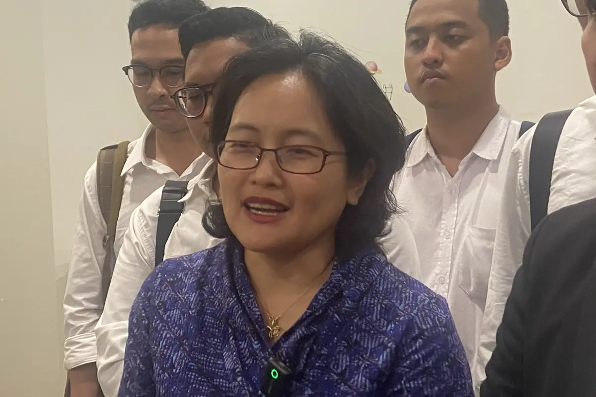 Istri dari Tom Lembong, Franciska Wihardja menyambangi Komnas HAM, Jakarta.
