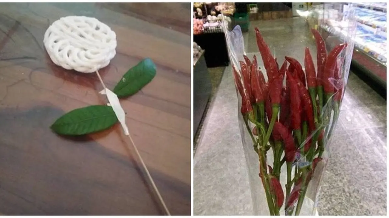 6 Potret Buket Bunga Nyeleneh Ini Bikin Gagal Romantis