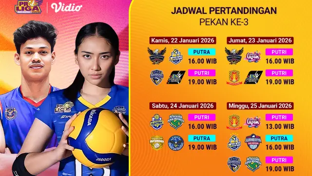 Jadwal Proliga 2026 pekan ke-3 live eksklusif di Vidio. (dok. vidio.com)