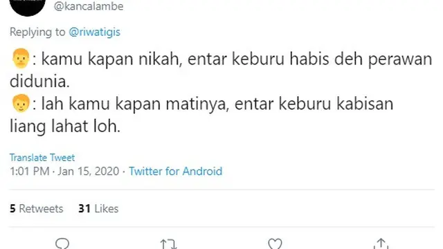jawaban nyeleneh ketika ditanya kapan nikah