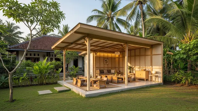 Inspirasi Pendopo Mini untuk Rumah Pedesaan Gaya Minimalis Modern Model Serbaguna untuk Kegiatan Keluarga