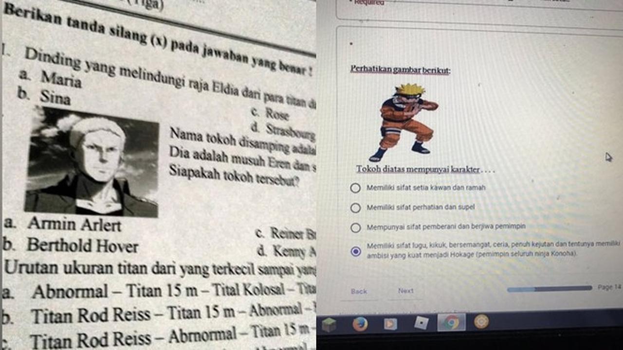 6 Soal Ujian Ini Libatkan Karakter Anime, Wibu Pasti Benar Semua