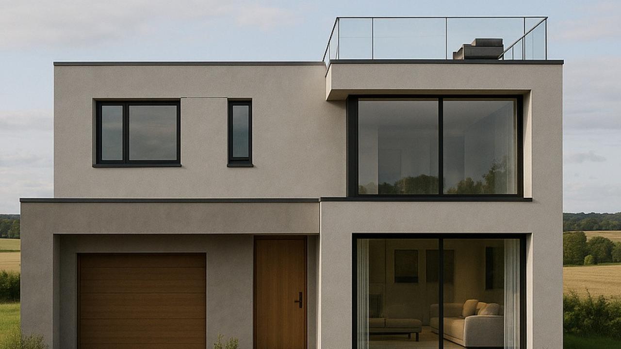 Ilustrasi Rumah Atap Datar dengan Rooftop