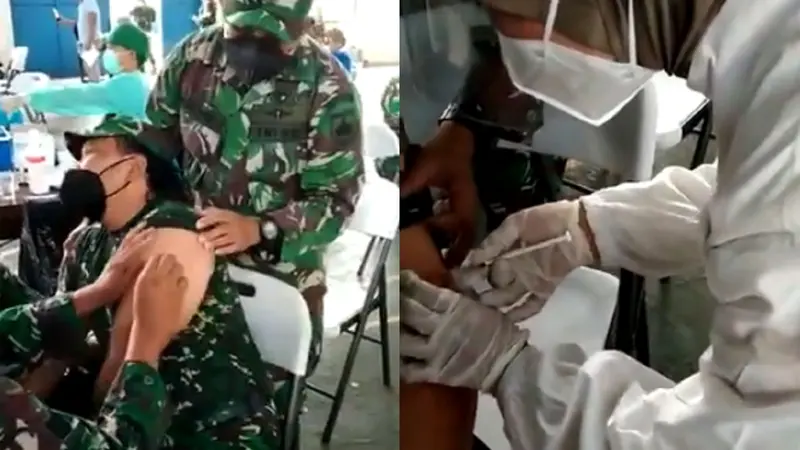 Viral Reaksi Anggota TNI yang Takut Disuntik Jadi Sorotan Warganet