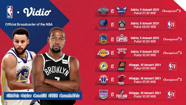 Jadwal NBA pekan ketiga di Vidio
