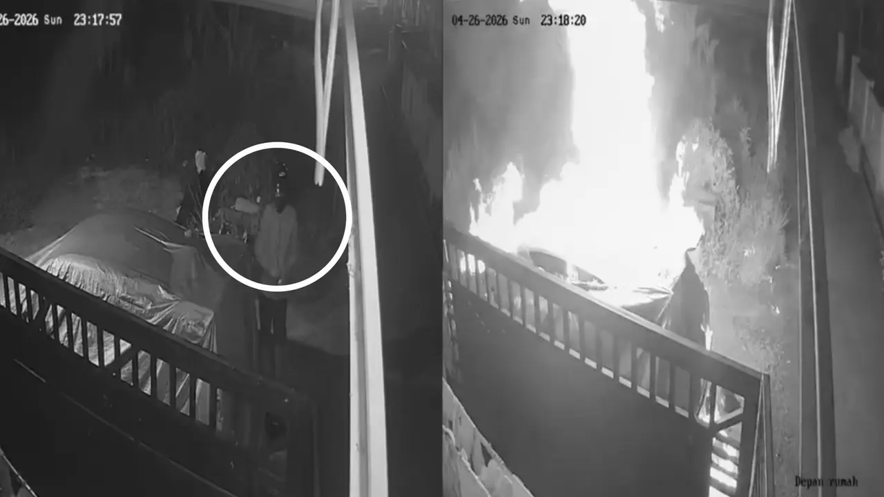 Viral Video Detik-Detik Mobil Warga Dibakar OTK di Lampung, Aksi Terekam CCTV