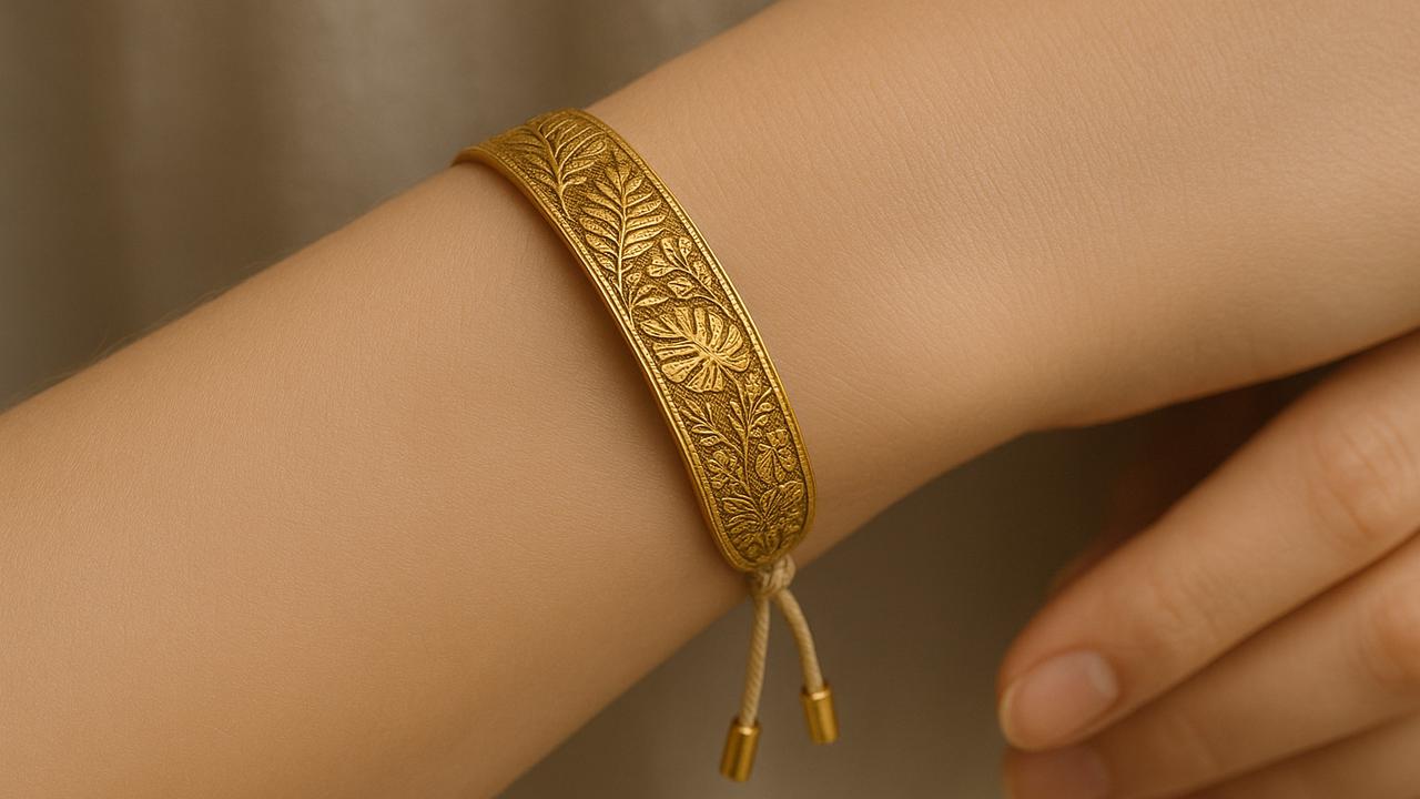 Ilustrasi Gelang Tali Emas Bermotif