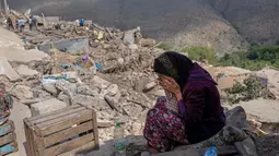 Pencarian korban terus dilakukan pada 12 September 2023 atau empat hari setelah gempa bumi berkekuatan 6,8 skala Richter mengguncang Maroko. (BULENT KILIC/AFP)