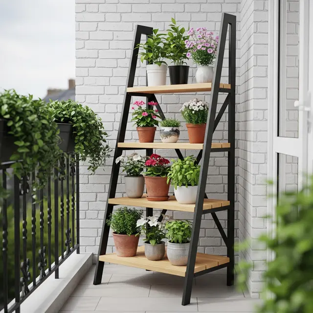 Model Rak Tanaman untuk Balkon Sempit (AI Generated)