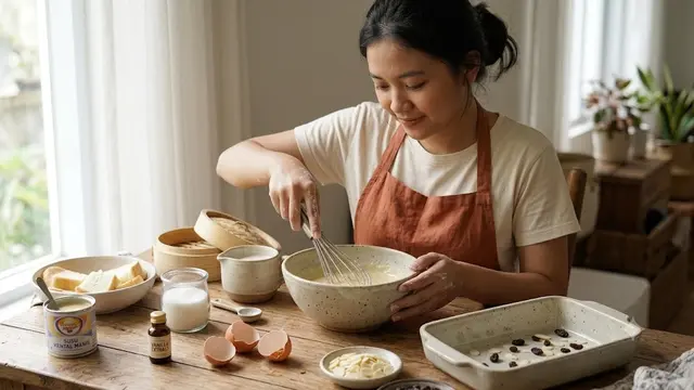 Resep Puding Santan Roti Tawar Kukus Kismis