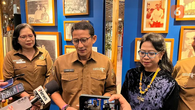 Menparekraf Sandiaga Uno saat ditemui wartawan di Hari Radio Nasional pada Rabu, 11 September 2024