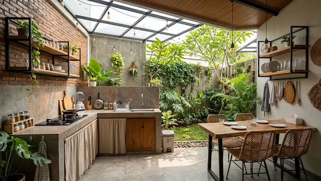 9 Inspirasi Dapur Belakang Rumah yang Menyatu dengan Alam, Nyaman untuk Memasak