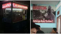 Spanduk warung pakai gambar horor ini malah bikin ngakak. (Sumber: