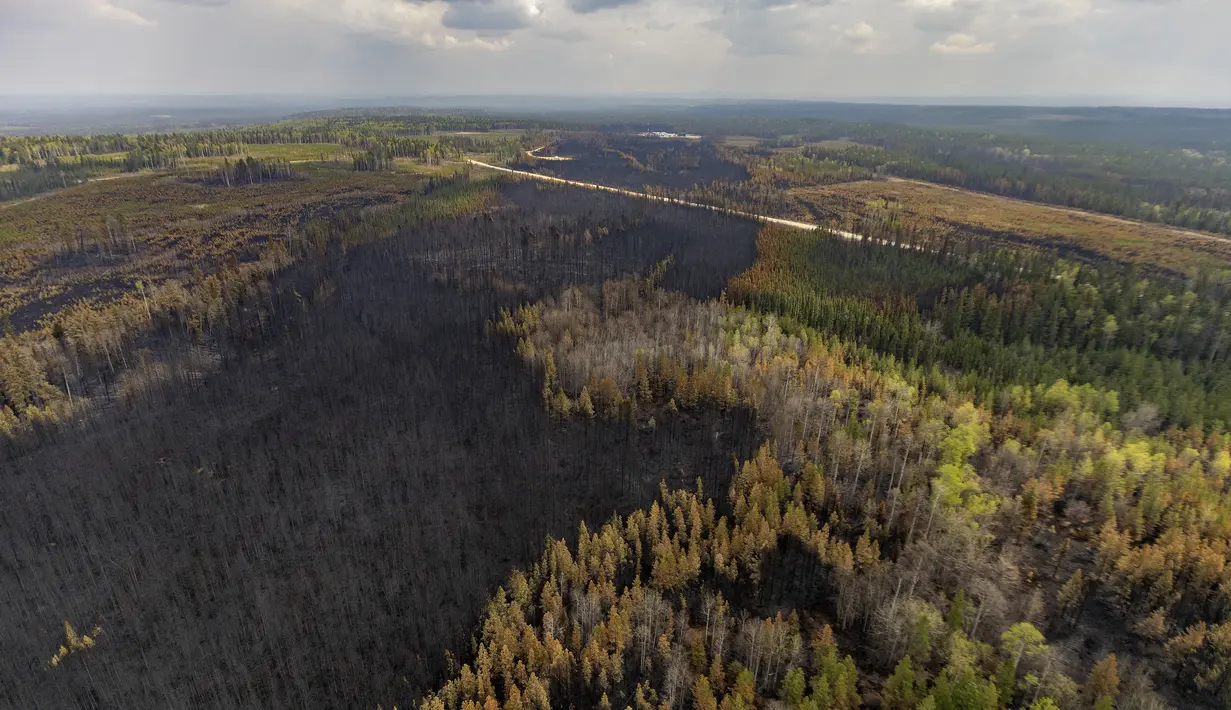 Pada 8 Mei 2023, Kanada berjuang keras untuk mengendalikan kebakaran hutan yang telah memaksa ribuan orang mengungsi, menghentikan produksi minyak, dan meratakan kota-kota, dengan provinsi barat Alberta meminta bantuan federal. (Photo by Megan ALBU / AFP)