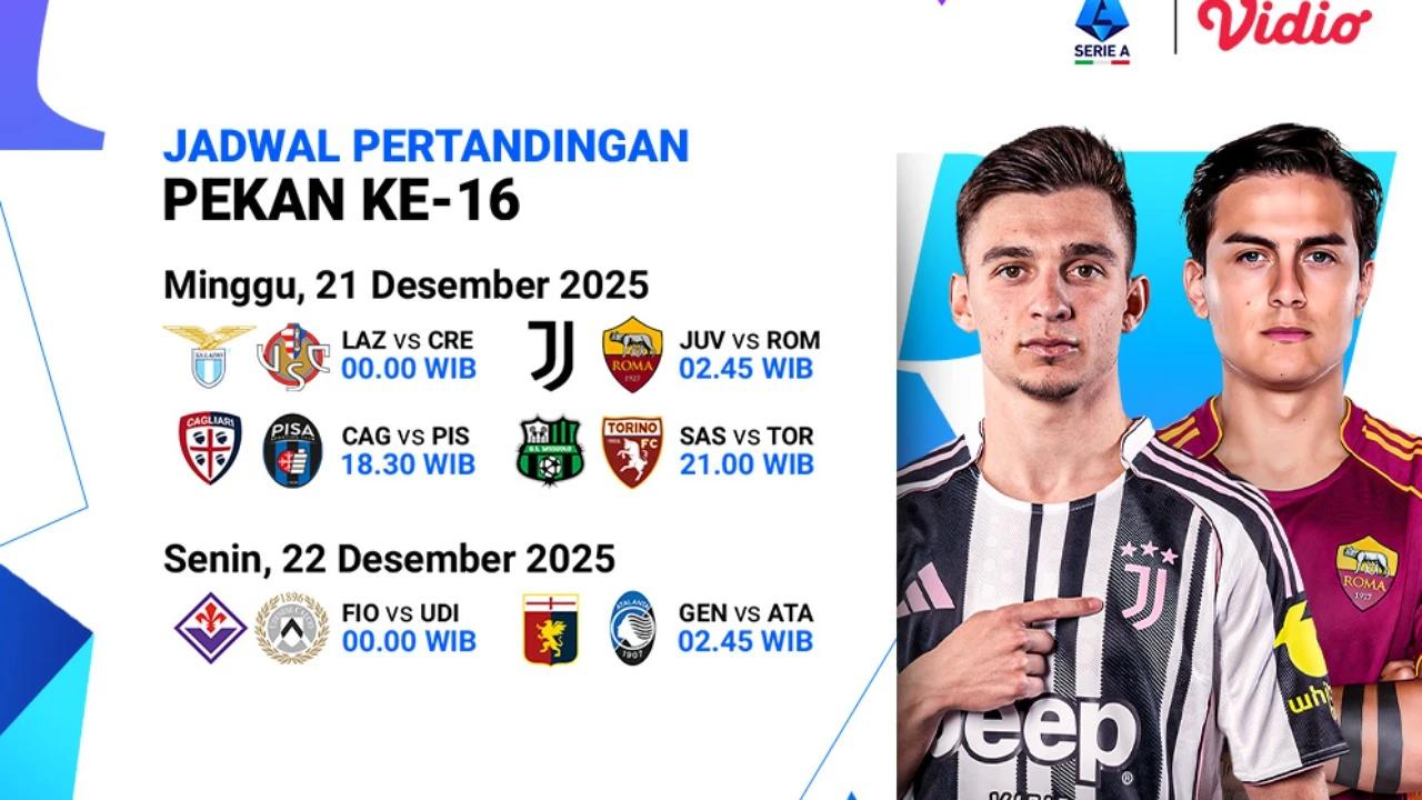 Simak Jadwal Pertandingan Serie A Pekan ke-16, Eksklusif di Vidio