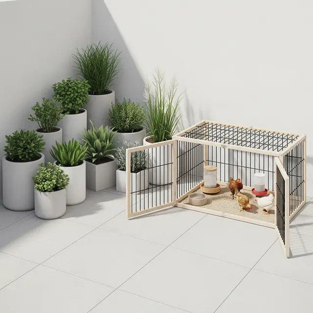 Desain Teras Belakang Minimalis dengan Taman Hewan Mini (Image by Gemini AI)