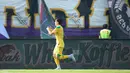 Pemain Persebaya Surabaya, Francisco Rivera, melakukan selebrasi setelah mencetak gol ke gawang Persita Tangerang dalam laga pekan kedua BRI Super League 2025/2026 di Indomilk Arena, Tangerang, Sabtu (16/8/2025) sore WIB. (Bola.com/Abdul Aziz)