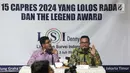 Peneliti LSI Denny JA, Rully Akbar (kanan) memaparkan survei terkini bertajuk '15 Capres 2024 yang Lolos Radar dan the Legend Award' di Kantor LSI, Jakarta, Selasa (2/7/2019). LSI Denny JA merilis 15 nama yang patut digadang kuat maju sebagai calon presiden 2024. (Liputan6.com/Faizal Fanani)