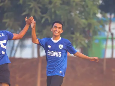 Pemain melakukan selebrasi saat laga Liga Ayo Jakarta 2019. (Liga Ayo)