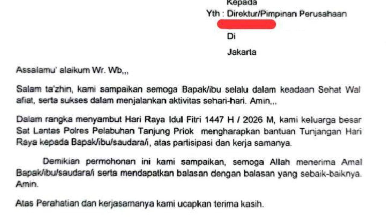 Beredar Surat Permintaan THR Catut Nama Satlantas Polres Pelabuhan Tanjung Priok