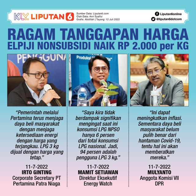 Infografis Ragam Tanggapan Harga Elpiji Nonsubsidi Naik Rp 2.000 per Kg. (Liputan6.com/Abdillah)