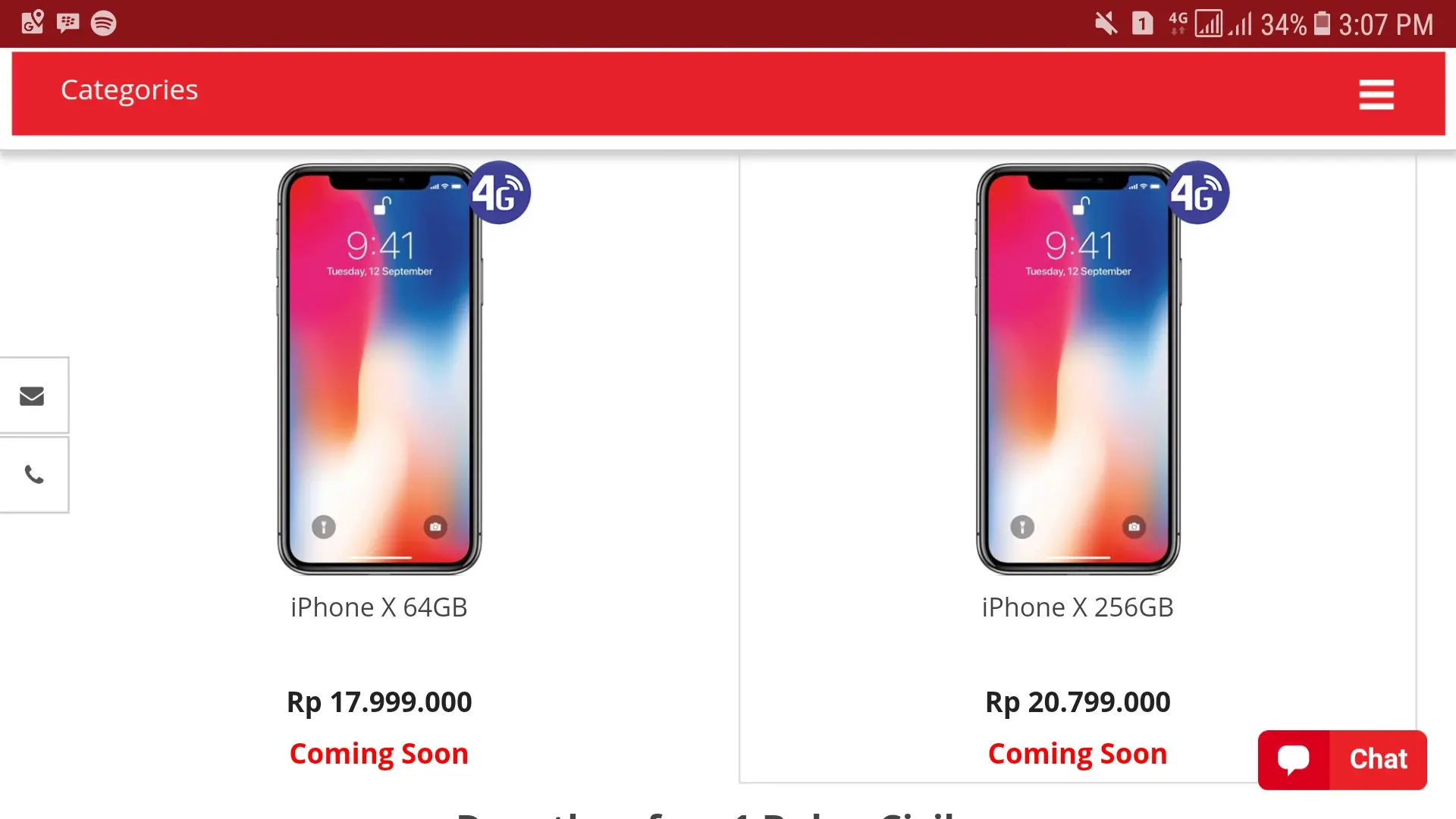 	Harga iPhone X resmi di Indonesia (Sumber: Erafone.com)