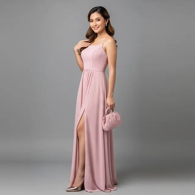 Dress Lurus dengan Belahan Samping
