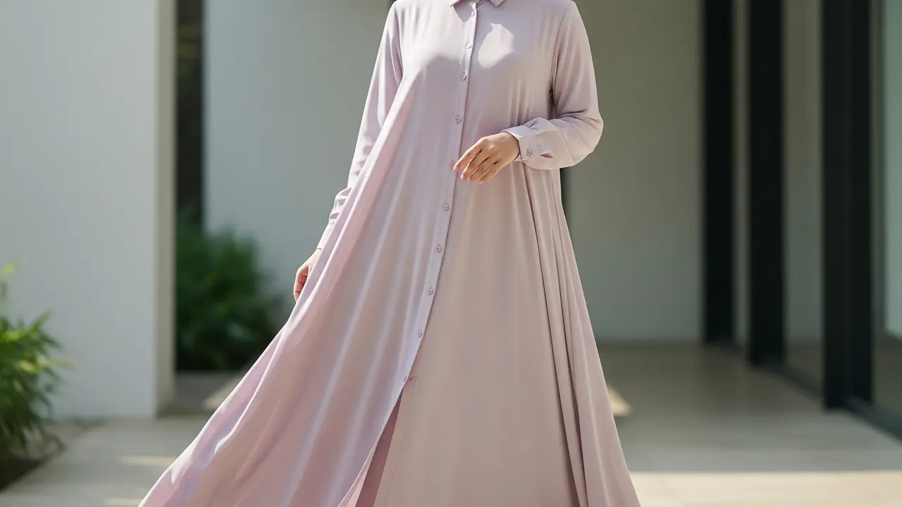 Model Gamis A-line Syari Berbahan Jatuh, Anggun dan Nyaman Pilihan Muslimah