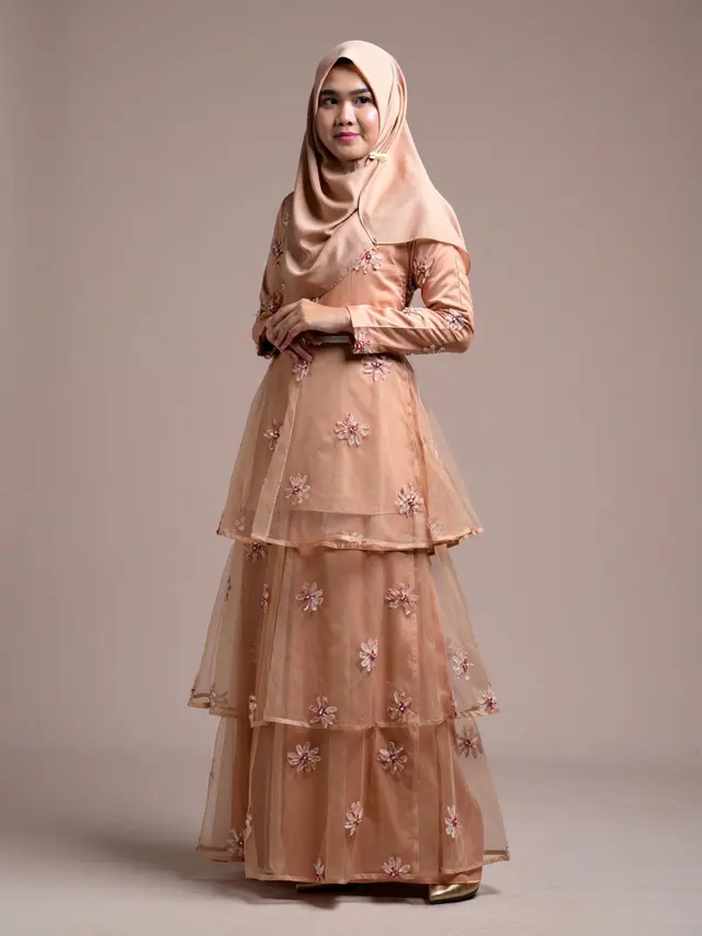 Dress Panjang Elegan Kombinasi Payet Muslim