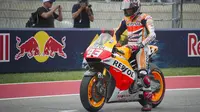 Marc Marquez saat di posisi terdepan. Saat menjadi juara tahun 2013 dan 2014 juga meraih pole position.