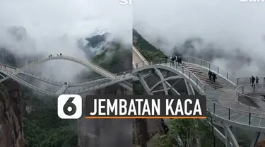 Uniknya jembatan di China ini karena terbuat dari kaca.