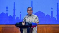 Ketua MPR RI Ahmad Muzani saat memberikan pidato sambutan dalam acara Halal Bihalal Ikatan Keluarga Besar Tegal Bahari Ayu (IKBT-BA) se-Jabodetabek di Gedung Nusantara IV, Kompleks Parlemen, Senayan, Jakarta, Minggu (27/4/2025) (Istimewa)
