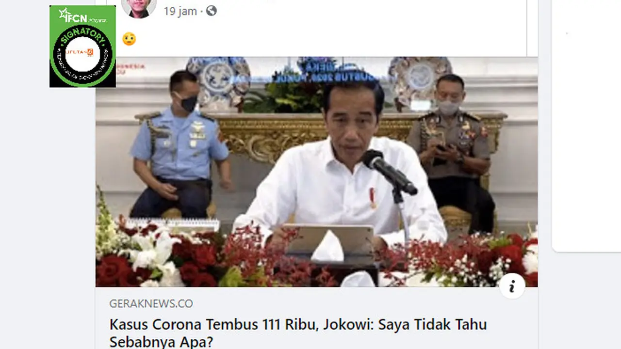 Penelusuran Jokowi menyebut tidak tau penyebab kasus Covid-19 tembus 111 ribu.