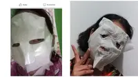 Potret Kesalahan Orang Pakai Sheet Mask Kocak. (Sumber: Instagram/lelucon.seru dan Twitter/@____ttania)