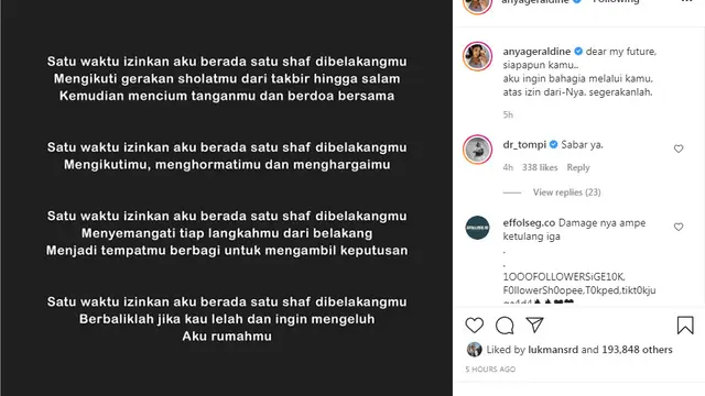 Anya Geraldine foto Instagram @anyageraldine