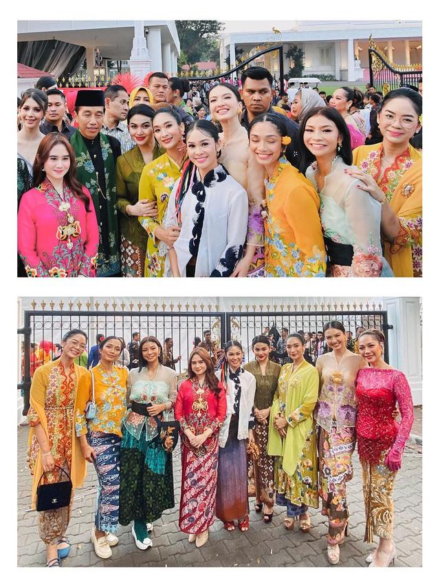 Perempuan Indonesia merayakan kebaya dalam program Istana Berkebaya yang dihadiri Presiden Jokowi. (Foto: Dok. Instagram @andienaisyah)