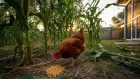 Kombinasi Ayam Kampung dan Pohon Jagung di Halaman, Praktis untuk Tambahan Pakan Rumahan