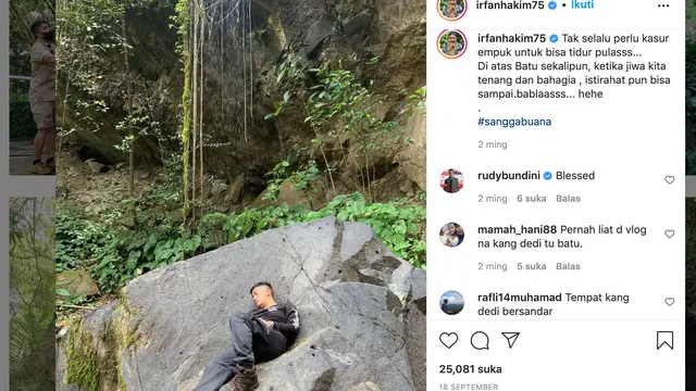 Unggahan Irfan Hakim. (Foto: Instagram @irfanhakim75)
