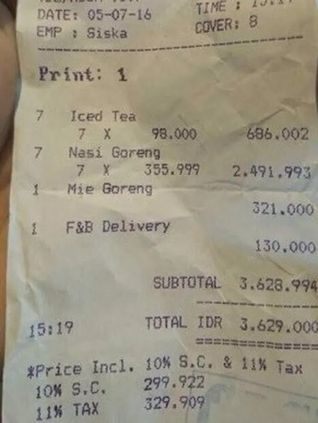 Harga Menu Kelewat Mahal, Pria Ini Pesan Nasi Goreng dan Es Teh Habis Rp 3,6 Juta
