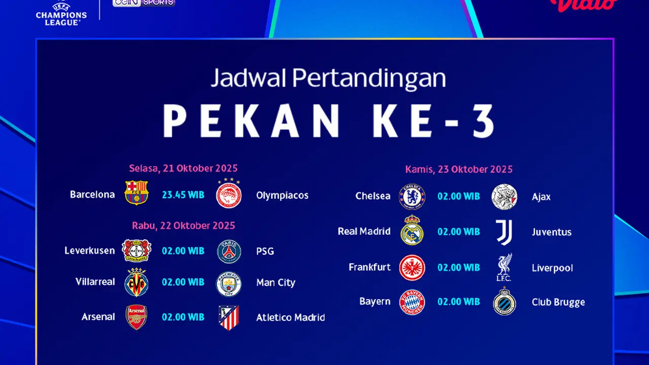 Saksikan Liga Champions matchday ketiga eksklusif di Vidio. (dok. vidio.com)